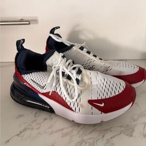 Nike Air Max 270 White and Red with Navy Accents